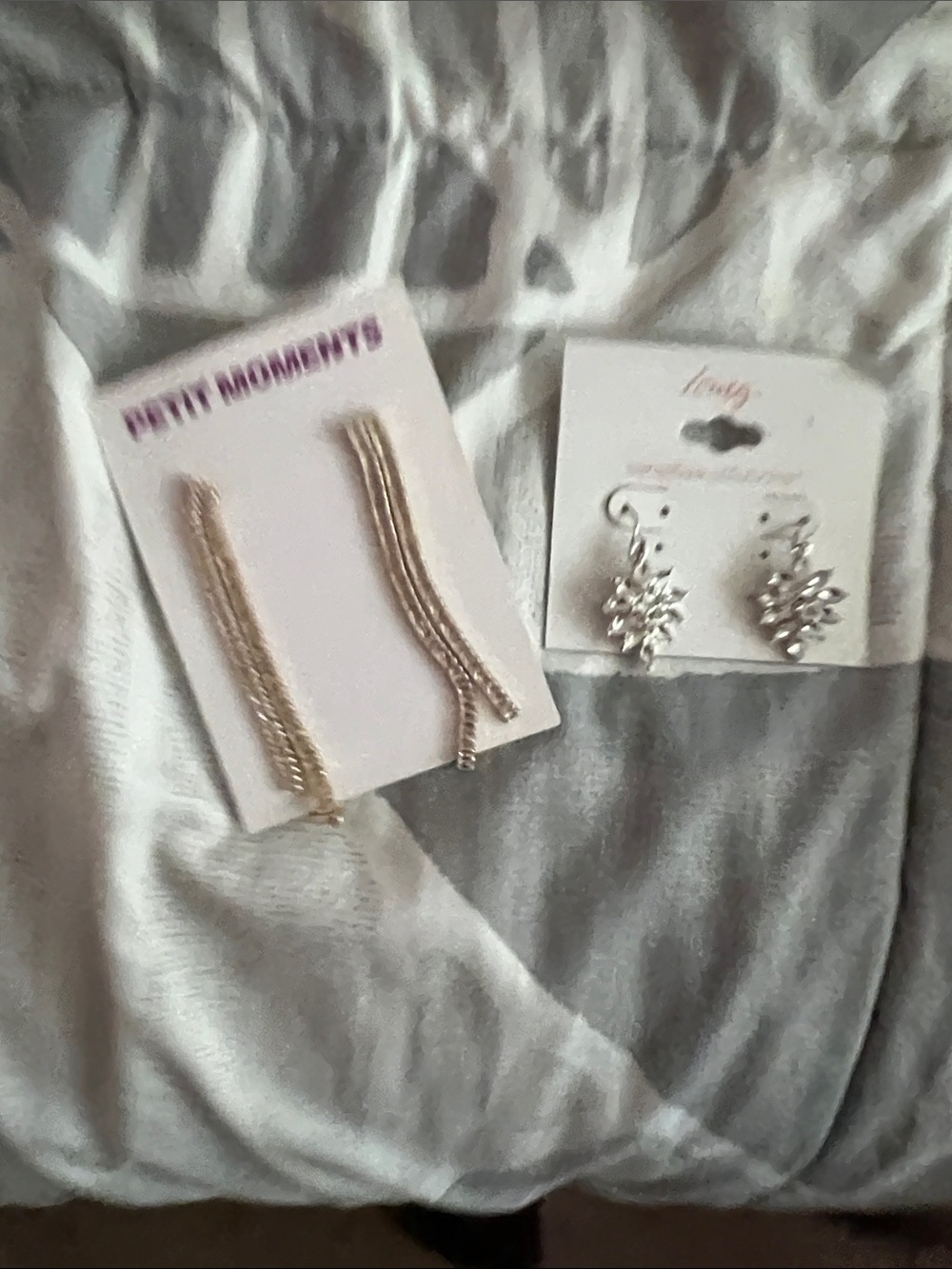 Gold Dangle Earrings and Silver Crystal Drop Earrings Set